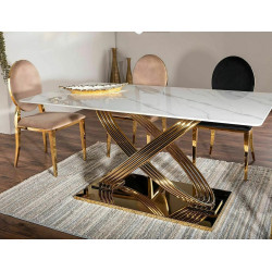 Nowoczesne krzesło King Velvet złoty stelaż/beżowy Bluvel 28