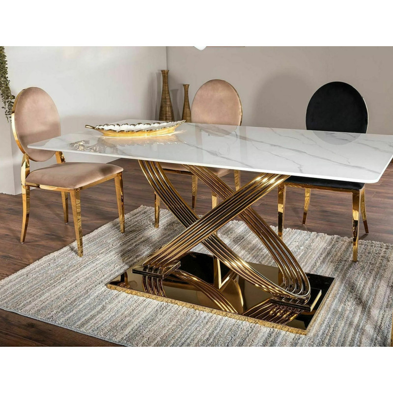 Nowoczesne krzesło King Velvet złoty stelaż/beżowy Bluvel 28