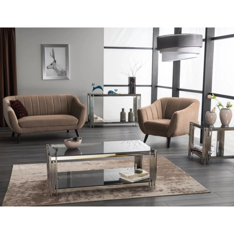 FOTEL ELITE 1 VELVET BEŻOWY BLUVEL 28 / WENGE (T)