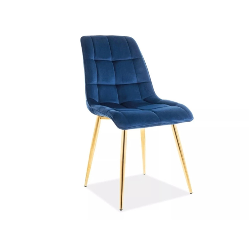 Krzesło tapicerowane Chic Velvet złoty stelaż/granatowy bluvel 86