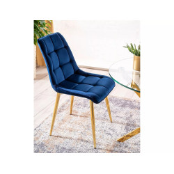 Krzesło tapicerowane Chic Velvet złoty stelaż/granatowy bluvel 86