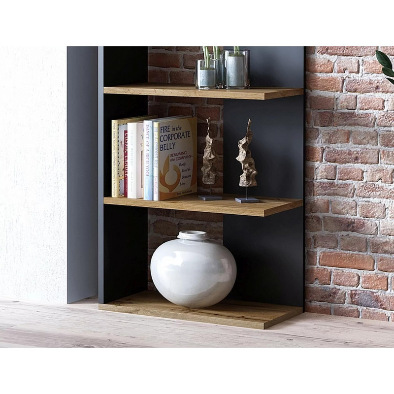 REGAŁ CORNER DĄB WOTAN+CZARNY 170X60