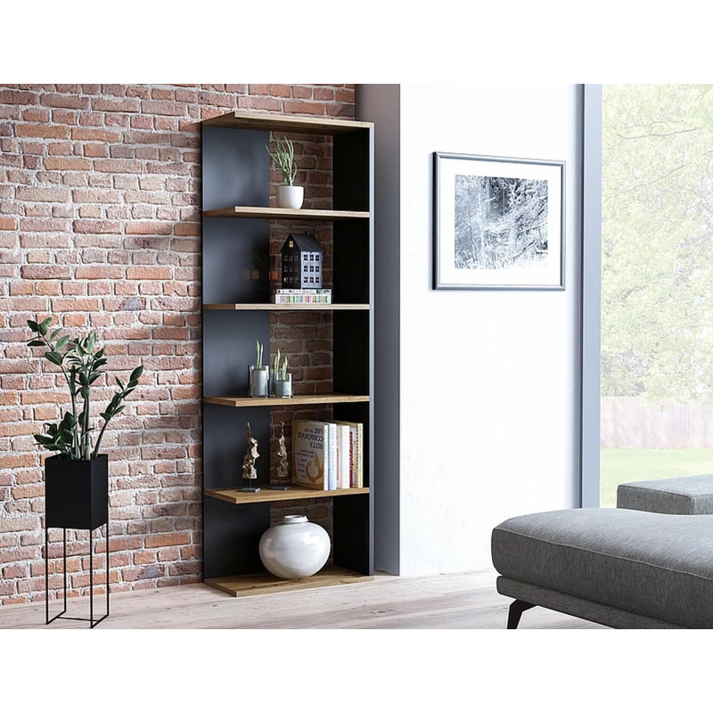 REGAŁ CORNER DĄB WOTAN+CZARNY 170X60