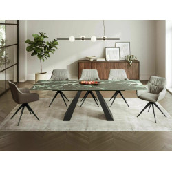 STÓŁ SALVADORE CERAMIC MORSKI VERDE ALPI/ CZARNY MAT (160-240)X90