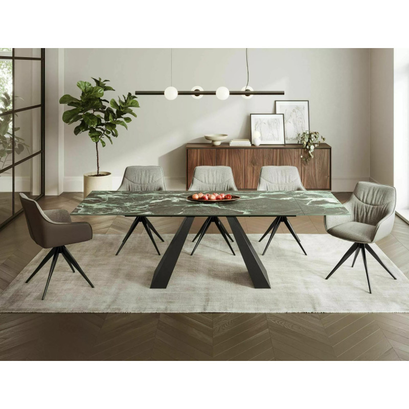 STÓŁ SALVADORE CERAMIC MORSKI VERDE ALPI/ CZARNY MAT (160-240)X90