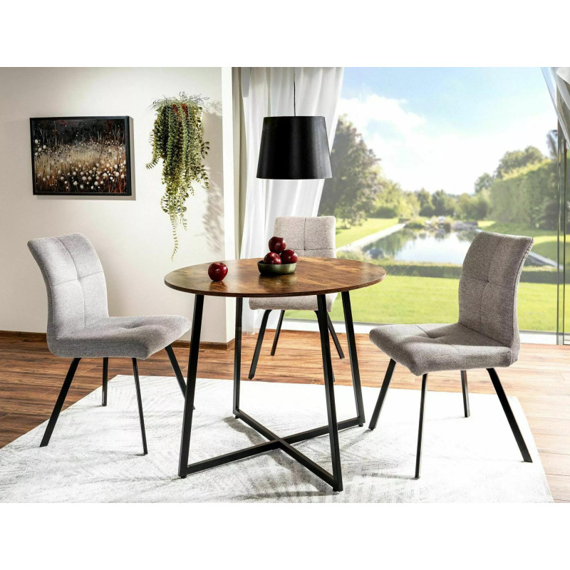 STÓŁ LUNA BRĄZ RUSTYKALNY/CZARNY FI90