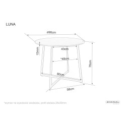 STÓŁ LUNA BRĄZ RUSTYKALNY/CZARNY FI90