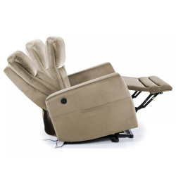 FOTEL ROZKŁADANY ADONIS (FUNKCJA PIONIZACJI) VELVET CIEMNY BEŻ BLUVEL 40