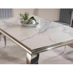 Stół Ceramiczny Prince Ceramic biały calacatta/chrom 180x90