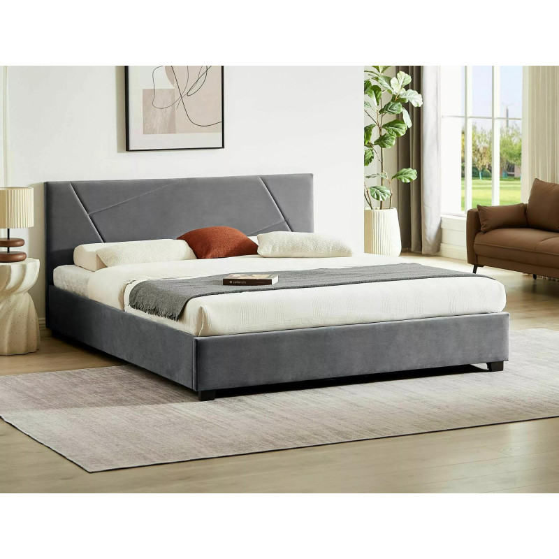 ŁÓŻKO COLUMBIA VELVET 140X200 KOLOR SZARY TAP.192