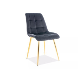 Krzesło tapicerowane Chic Velvet złoty stelaż/czarny bluvel 19