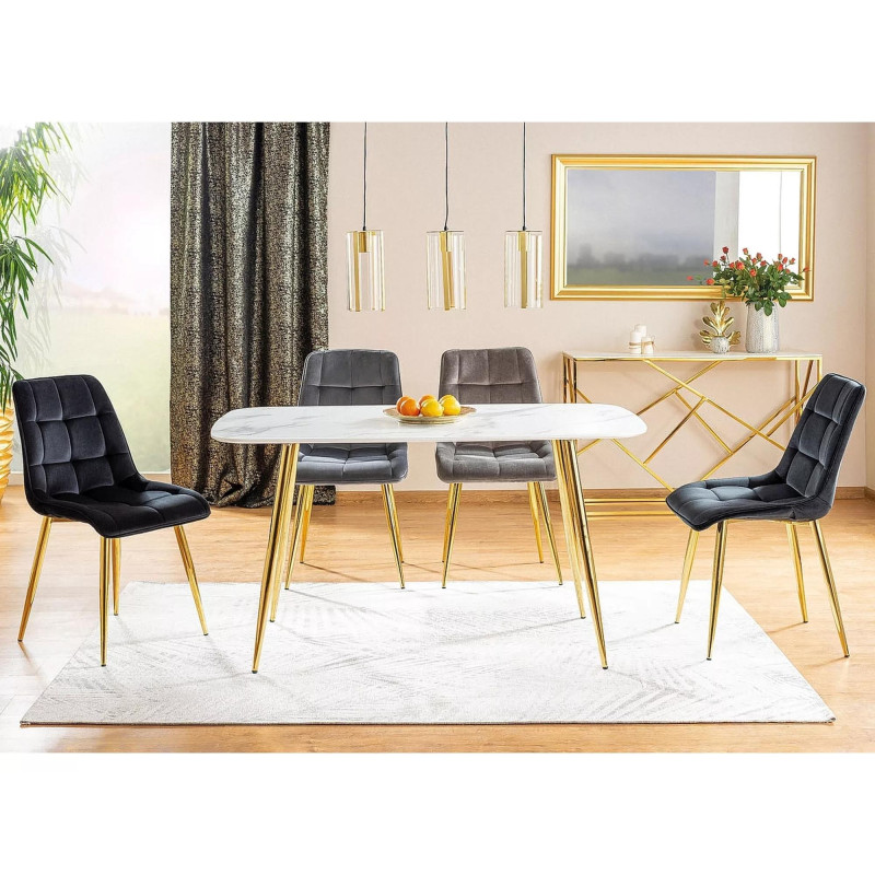 Krzesło tapicerowane Chic Velvet złoty stelaż/czarny bluvel 19