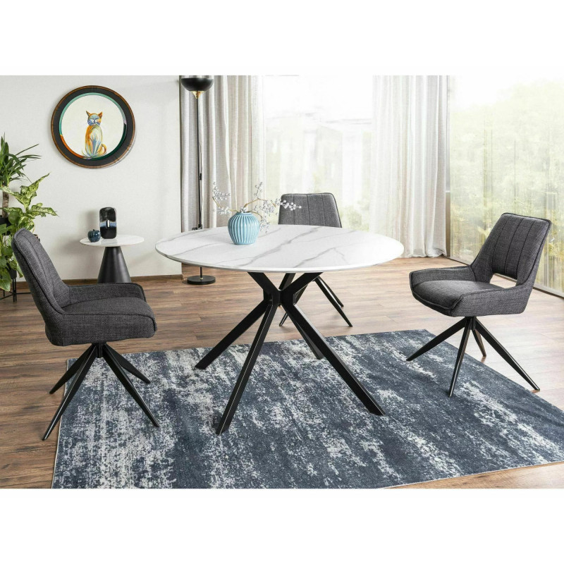 Obrotowe krzesło tapicerowane Tello Bjorn czarny stelaż/szary 13