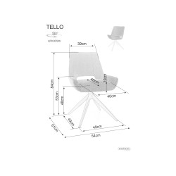 Obrotowe krzesło tapicerowane Tello Bjorn czarny stelaż/szary 13