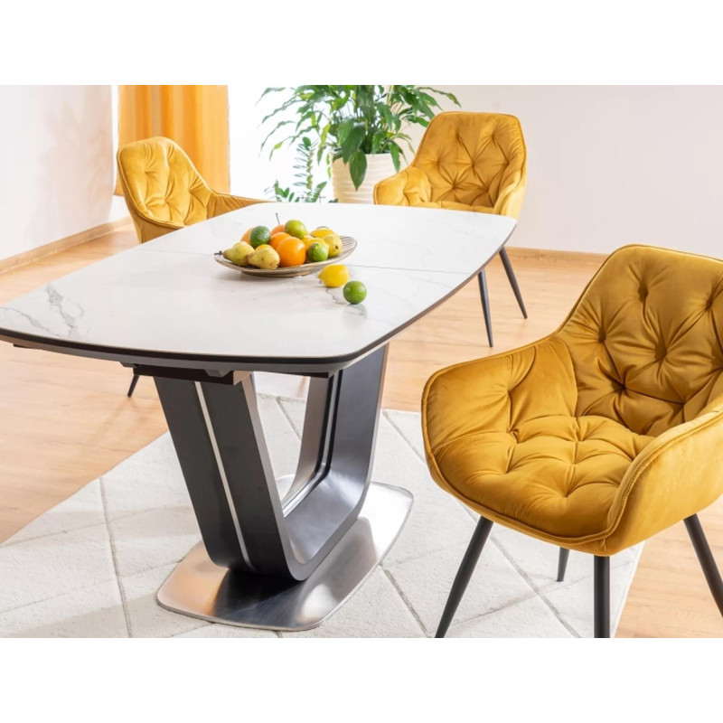 Krzesło tapicerowane Cherry Velvet czarny stelaż/curry Bluvel 68