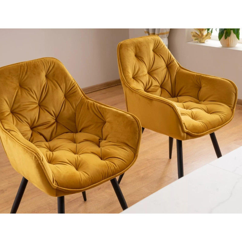 Krzesło tapicerowane Cherry Velvet czarny stelaż/curry Bluvel 68
