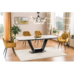 Krzesło tapicerowane Cherry Velvet czarny stelaż/curry Bluvel 68