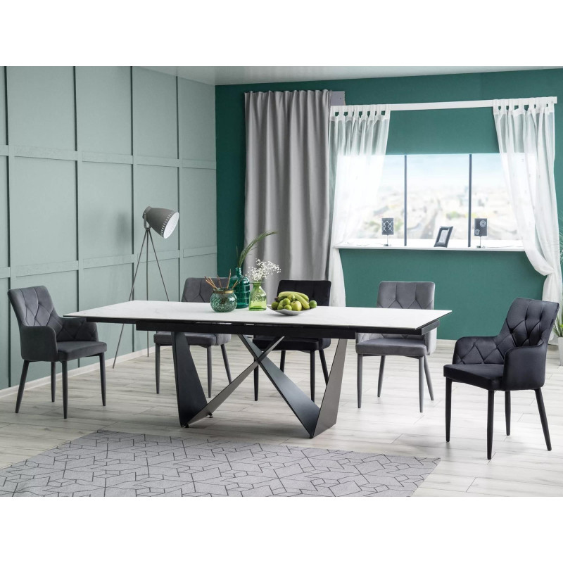 STÓŁ CAVALLI II CERAMIC BIAŁY MARMUR / CZARNY MAT 160(240)X90