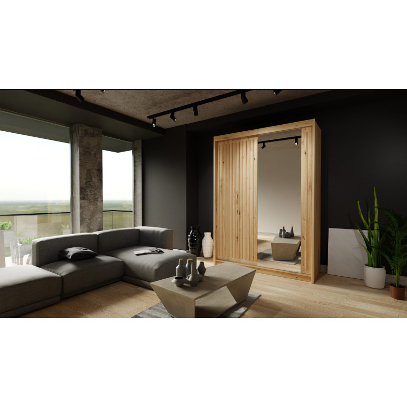 Szafa dwudrzwiowa Kalli z lustrem i lamelami 150cm / votan