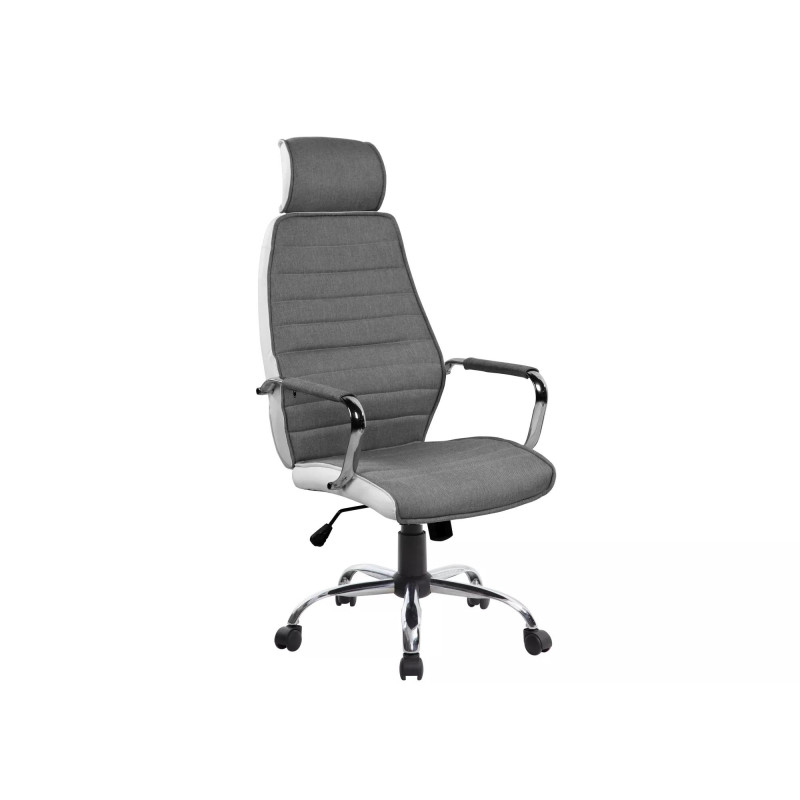 FOTEL OBROTOWY Q-035 SZARY/BIAŁY