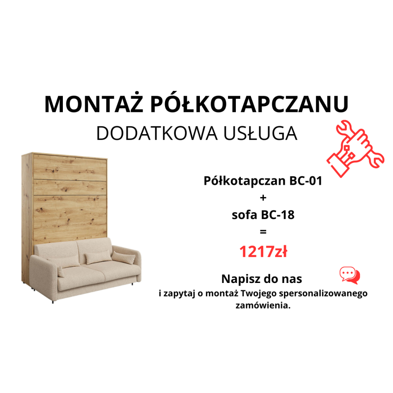 P&oacute;łkotapczan BC-01 BED CONCEPT z sofą BC-18 140 Lenart