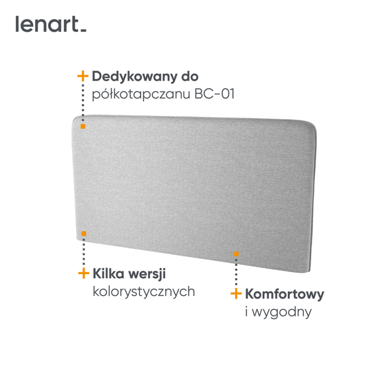 BED CONCEPT BC-16 - zagłówek tapicerowany 140 do BC-01 - szary