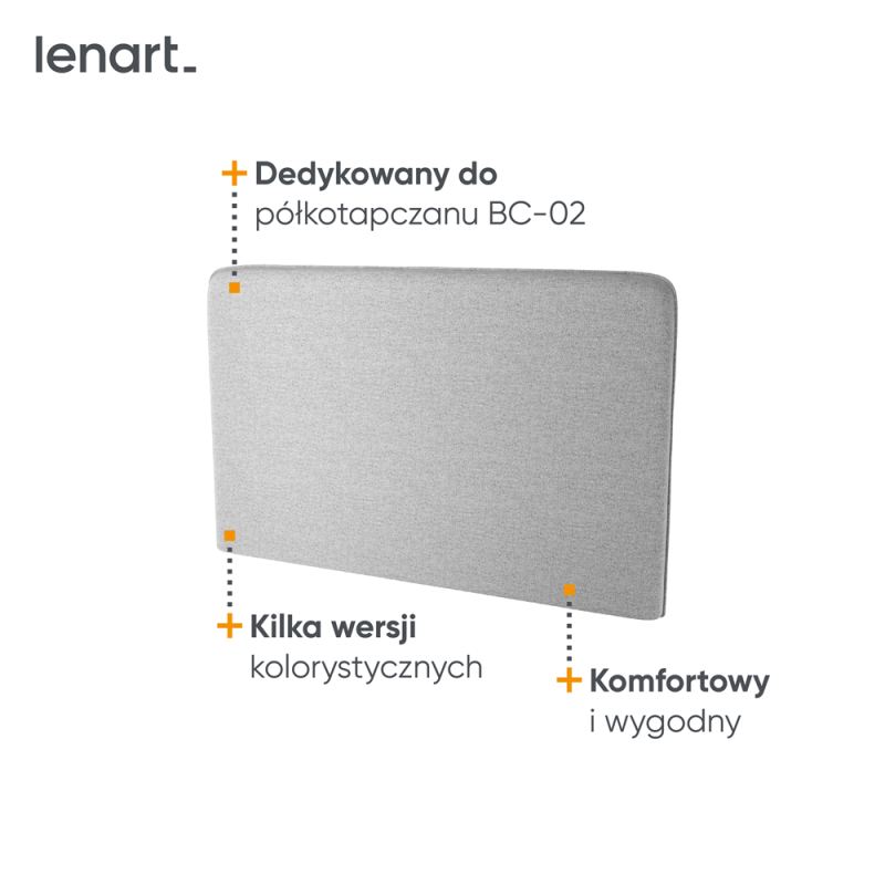 BED CONCEPT BC-32 - zagłówek tapicerowany 120 do BC-02 - szary