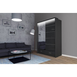 Szafa przesuwna Onyx z lustrem i oświetleniem LED 150cm Szafa przesuwna Onyx z lustrem i oświetleniem LED 150cm