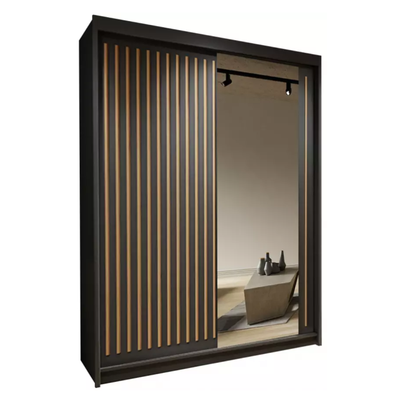 Szafa dwudrzwiowa Kalli z lustrem i lamelami 150cm / Szafa dwudrzwiowa Kalli z lustrem i lamelami 150cm /