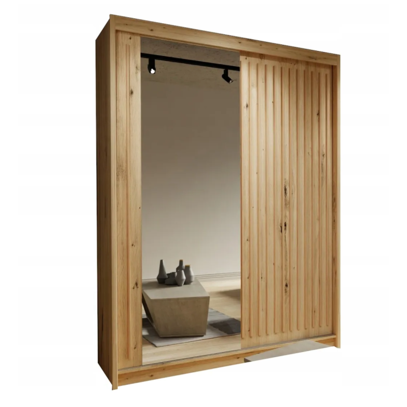 Szafa dwudrzwiowa Kalli z lustrem i lamelami 150cm / votan Szafa dwudrzwiowa Kalli z lustrem i lamelami 150cm / votan