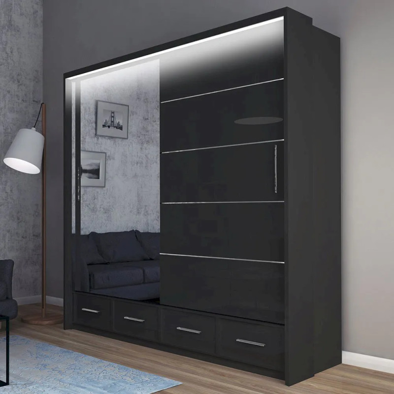 Szafa przesuwna Onyx z lustrem i oświetleniem LED 203cm