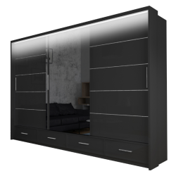 Szafa przesuwna Onyx z lustrem i oświetleniem LED 253cm