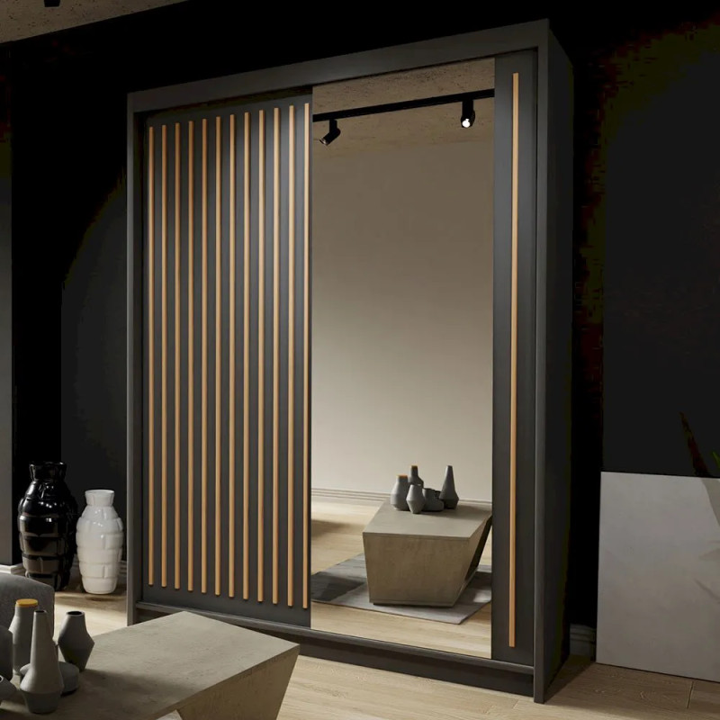 Szafa dwudrzwiowa Kalli z lustrem i lamelami 150cm /