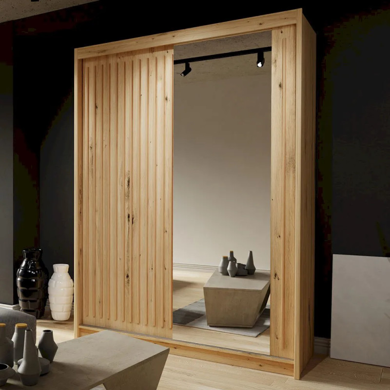 Szafa dwudrzwiowa Kalli z lustrem i lamelami 150cm / votan