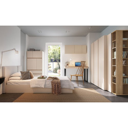 Nowoczesne biurko z komodą z kolekcji Luca beż piaskowy/dąb