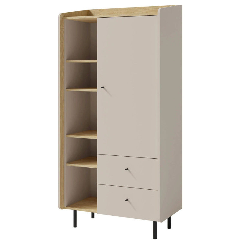Jednodrzwiowy regał Alessio AE05 beż piaskowy/dąb olejowany