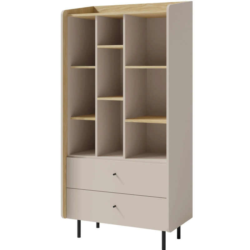 Otwarty regał Alessio AE06 beż piaskowy/dąb olejowany