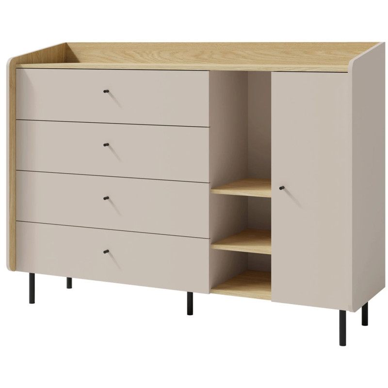 Szeroka komoda Alessio AE07 beż piaskowy/dąb olejowany