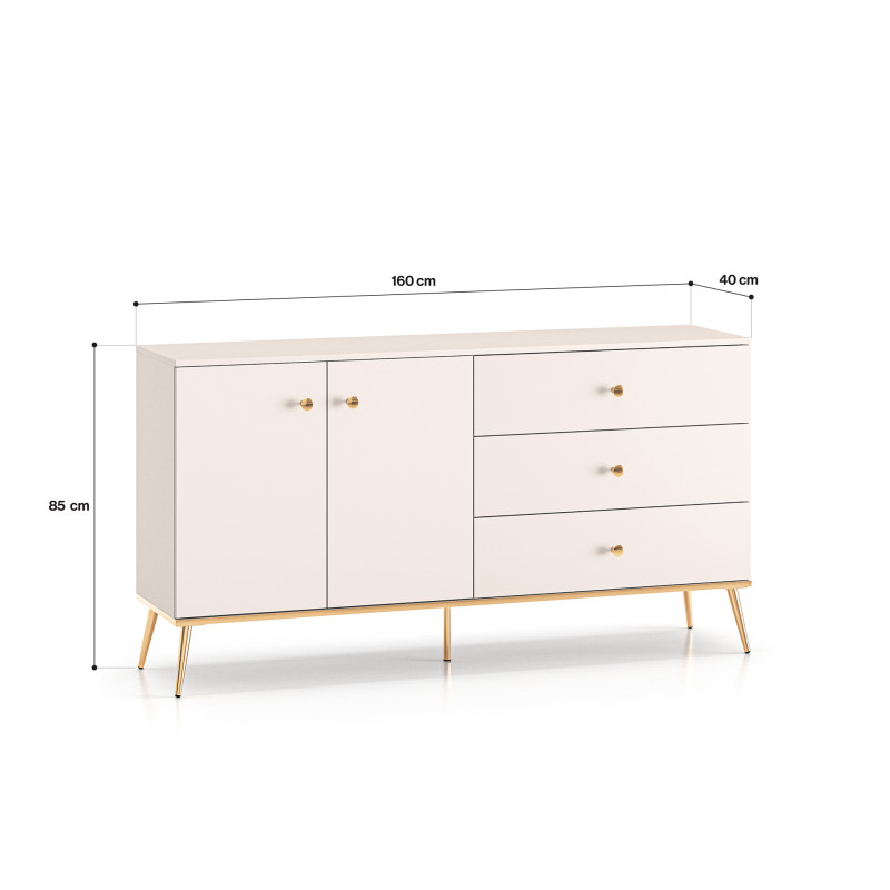 Komoda Selgin 160 kaszmir/złote nóżki