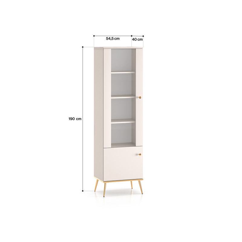 Witryna Selgin 190 kaszmir/złote nóżki ML Meble
