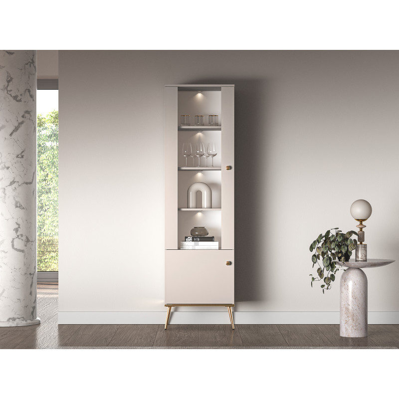 Witryna Selgin 190 kaszmir/złote nóżki ML Meble