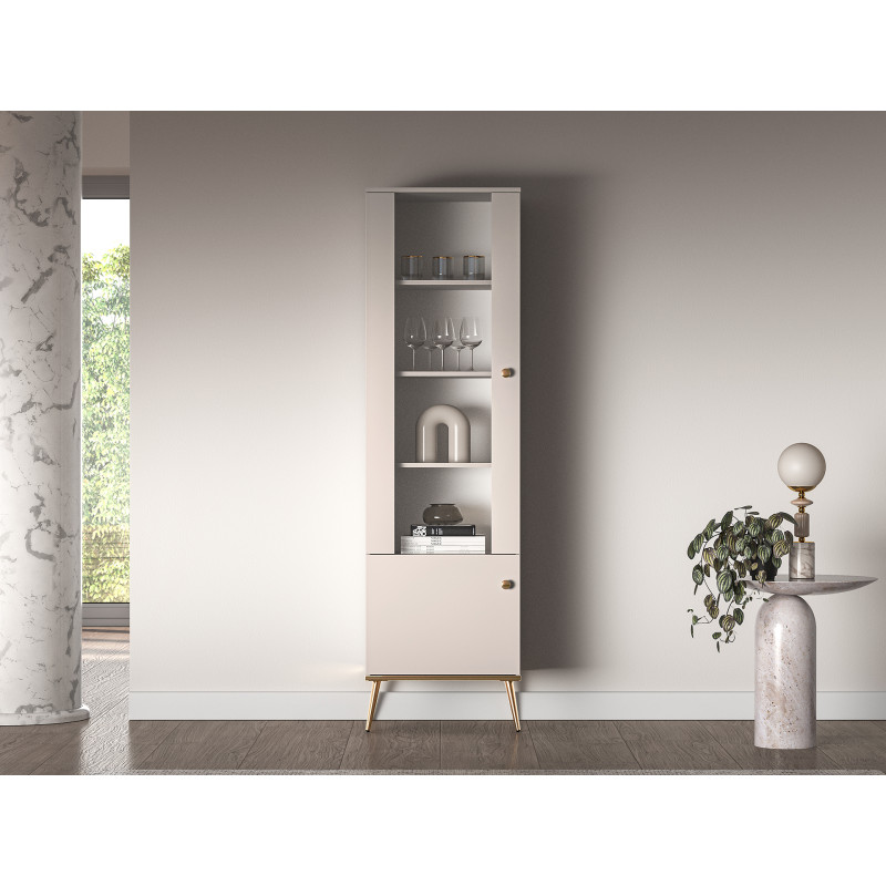 Witryna Selgin 190 kaszmir/złote nóżki ML Meble