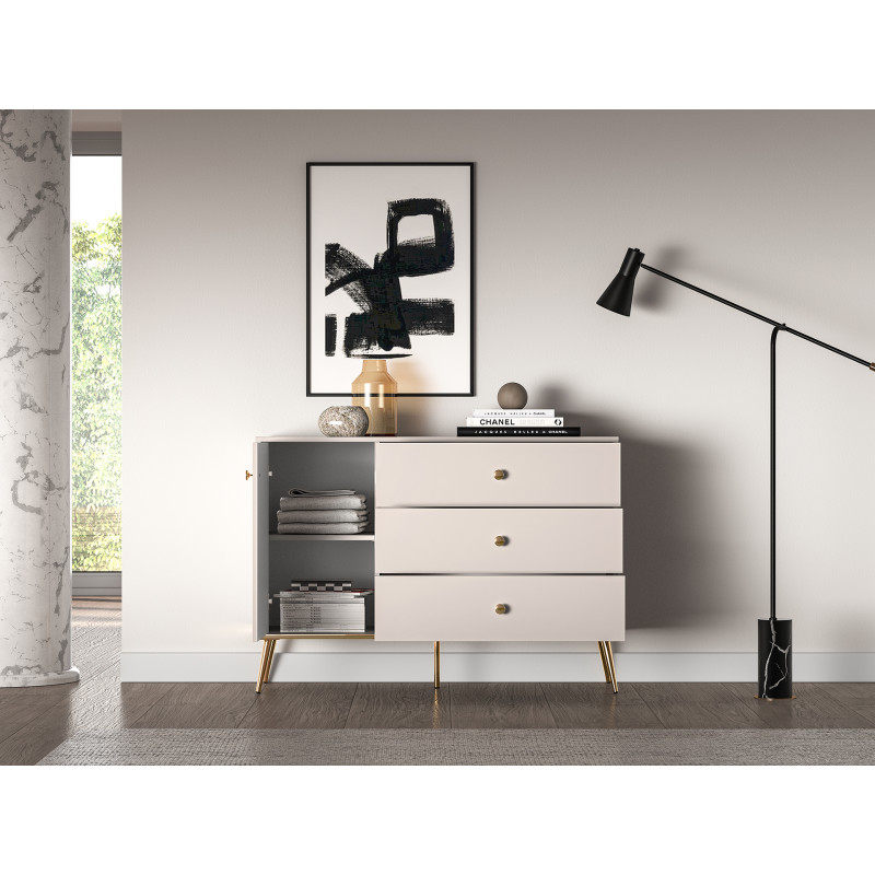 Komoda Selgin 120 kaszmir/złote nóżki