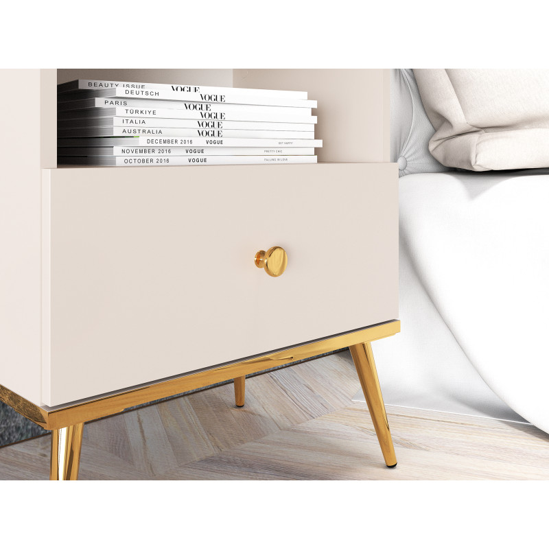 Szafka nocna Selgin kaszmir/złote nóżki ML Meble