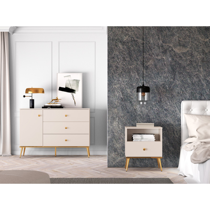 Szafka nocna Selgin kaszmir/złote nóżki ML Meble