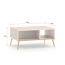 Stolik kawowy Selgin 60x90 kaszmir/złote nóżki