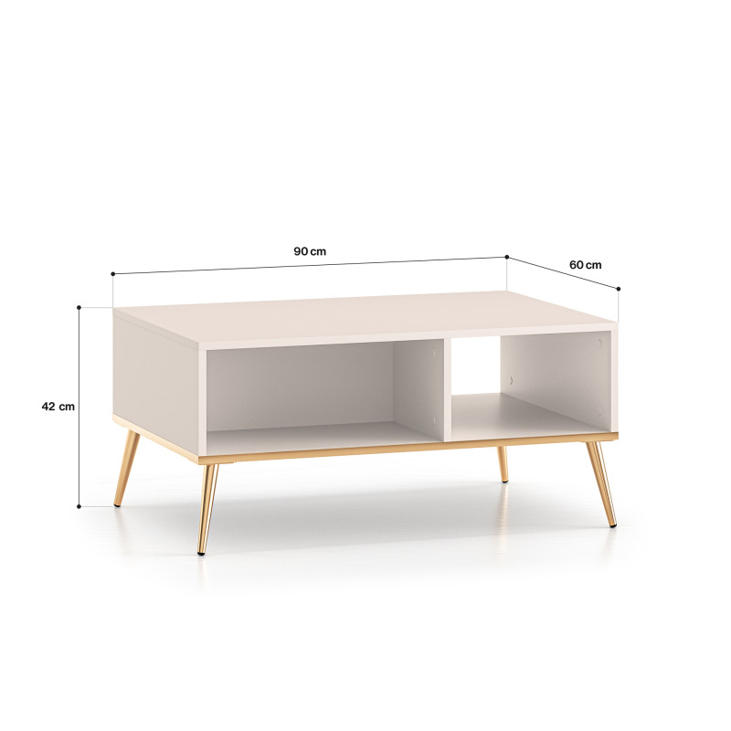 Stolik kawowy Selgin 60x90 kaszmir/złote nóżki