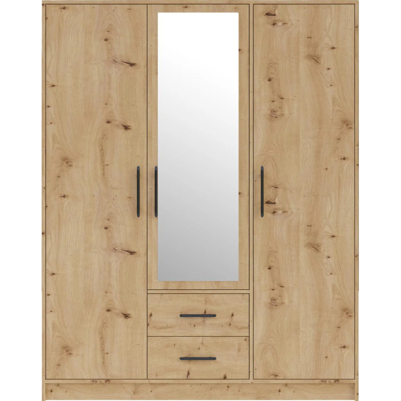 Trzydrzwiowa szafa z lustrem z kolekcji Smart SRL2 dąb artisan