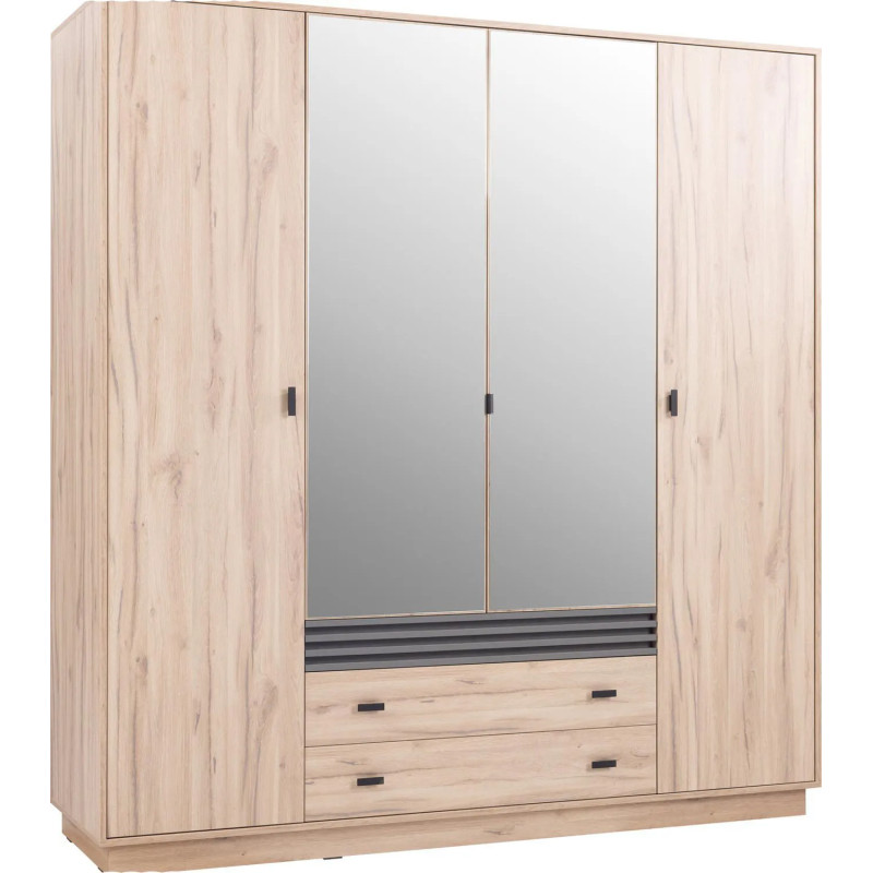 Czterodrzwiowa szafa z lustrem Allmo AL16 dąb estana/antracyt