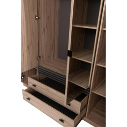 Czterodrzwiowa szafa z lustrem Allmo AL16 dąb estana/antracyt